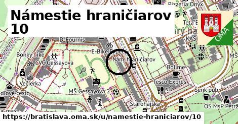 Mapa kvetinárstiev v oblasti Námestie hraničiarov, Bratislava