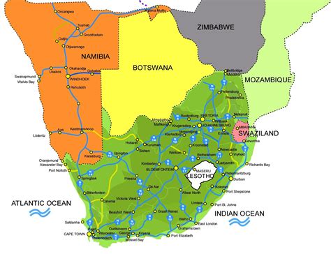 Mapa pôvodu gerbery v Južnej Afrike a na Madagaskare