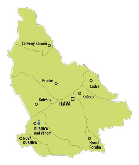 Mapa s vyznačeným regiónom Ilava