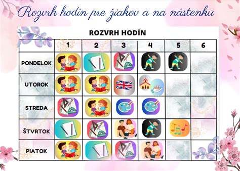 Ilustrácia rozvrhu hodín s kaktusmi