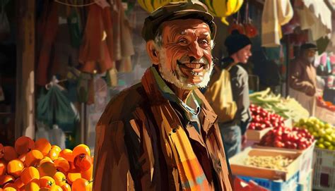 Ilustrácia farmára na trhu