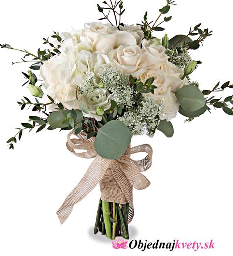 biela saténová svadobná kytica