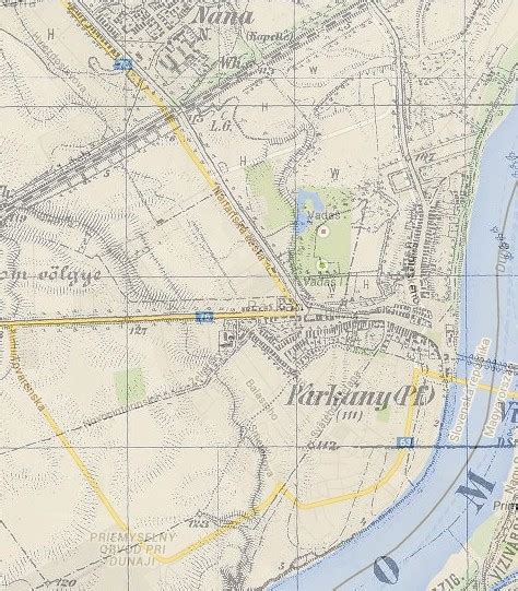 Mapa Štúrova s vyznačeným areálom kúpaliska Vadaš