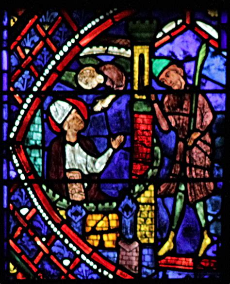 Detail vitrážového okna v Chartres