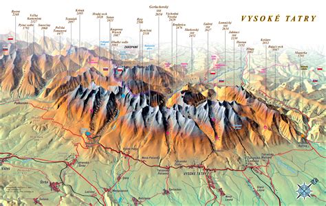 mapa Tatier s vyznačenými trasami