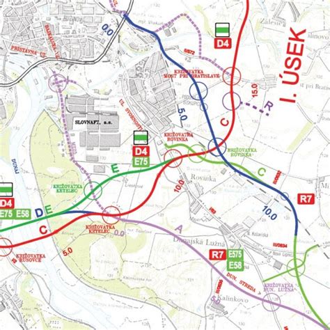 Mapa zastávok električiek v okolí obchodného domu Tip-Top