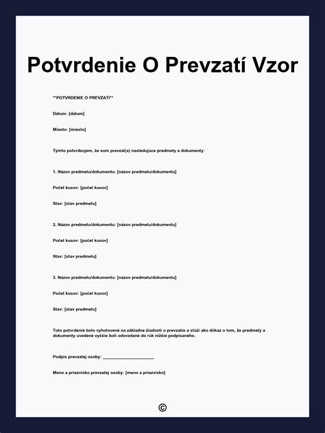 Potvrdenie o prevzatí zásielky