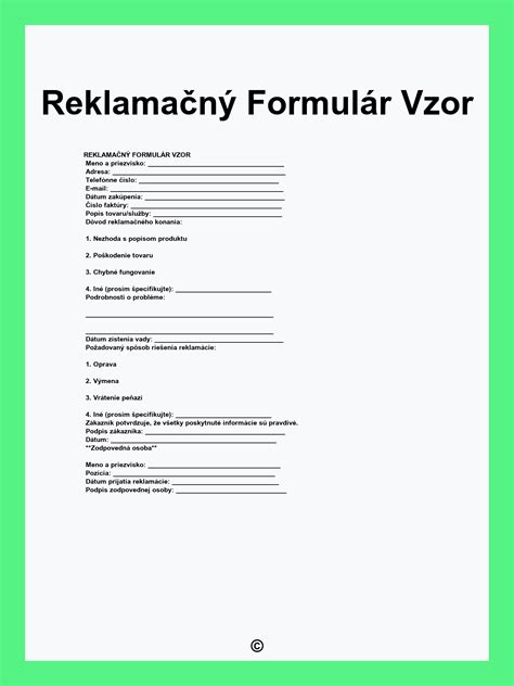 Formulár na reklamáciu tovaru