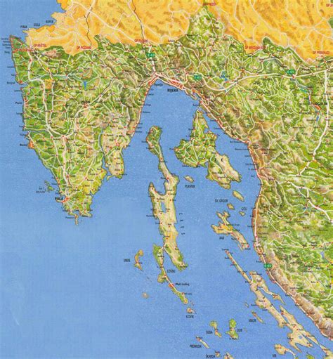 Mapa Istrie s vyznačenými letoviskami