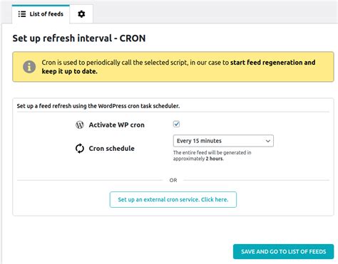 Nastavenie CRON úlohy pre automatickú aktualizáciu feedu