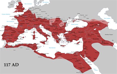 Staroveká mapa Rímskej ríše s vyznačenými miestami ranokresťanských komunít.