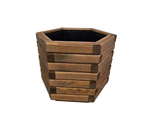 Drevený šesťhranný kvetináč
