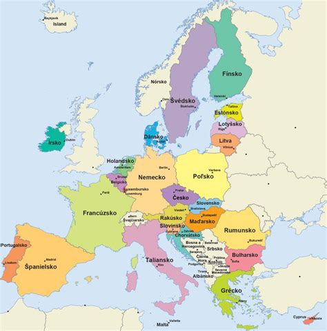 Mapa Európskej únie s vyznačenými hlavnými oblasťami pestovania repky olejnej