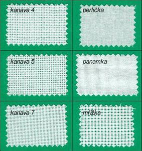 Porovnanie štruktúry látok na krížikovú výšivku (perlička, panama, kanava)