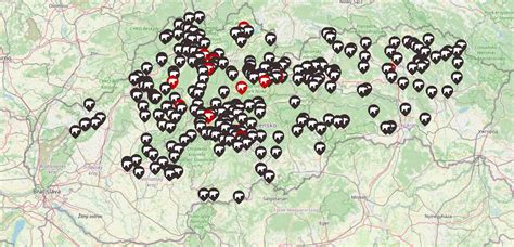 Mapa výskytu klinčeka lesklého na Slovensku