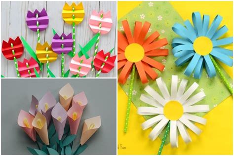 Jarné kvety z dekoračného papiera v kvetináčoch