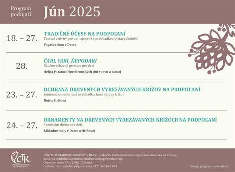 Program sprievodných podujatí výstavy orchideí