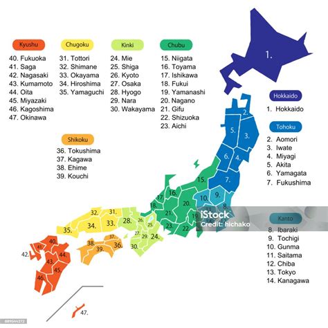 Mapa Japonska s vyznačenými regiónmi pestovania čaju