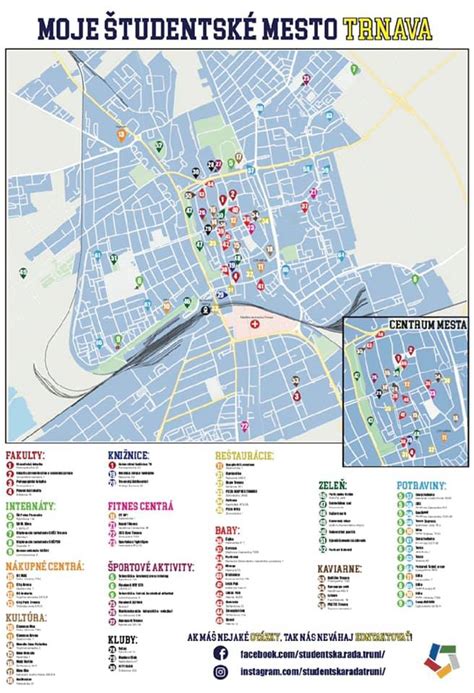 Mapa Čadce s vyznačenými dôležitými ulicami a zastávkami MHD