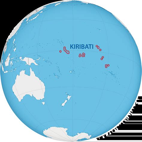 Mapa Kiribati s vyznačenými ostrovnými skupinami