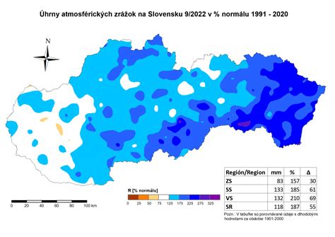 Mapa priemerných ročných zrážok na Slovensku