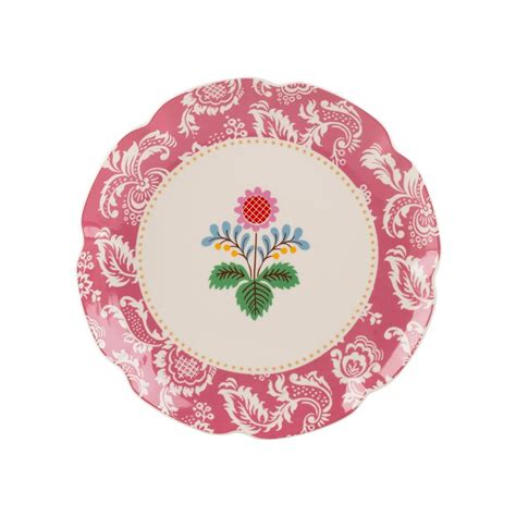 Porcelánový tanier s ružovým kvetinovým motívom